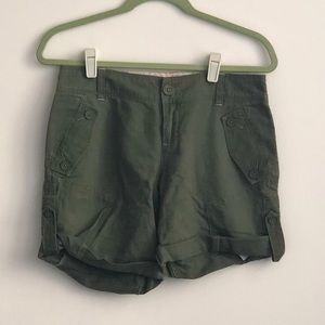 Free People Green Linen Shorts, Size 2